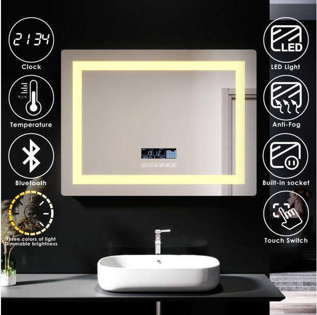 Espelho iluminado caloroso do banheiro do diodo emissor de luz com Bluetooth 600*800 700*900 750*1000